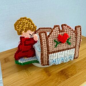 Vintage Handmade Crocheted musical rotating decorative toy. Baby nursery gift!